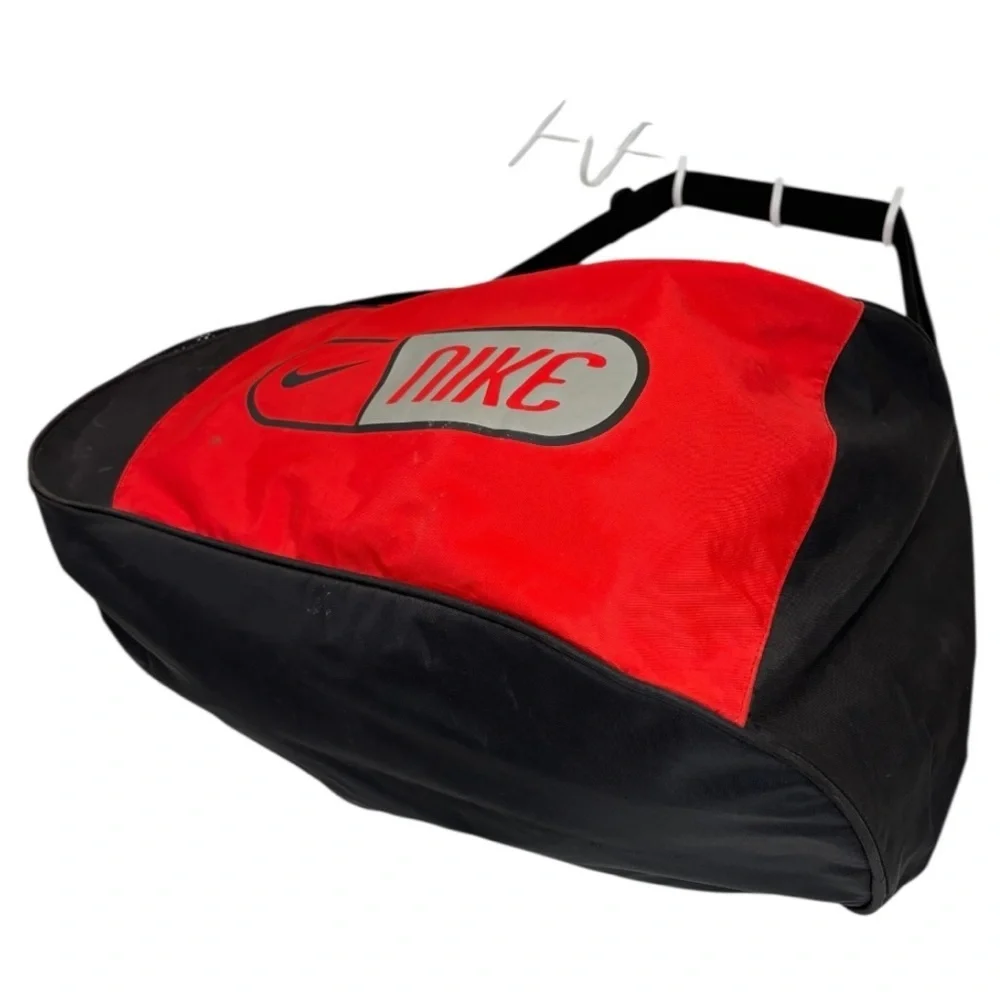 VINTAGE Nike Red and Black Unisex Barrel Style Duffel Bag